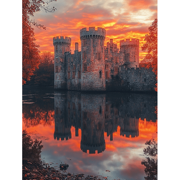 Sunset Castle Canvas Print/Wall Art Suitable for Living Room Bedroom Office Dining Room and Hotel Decoration.