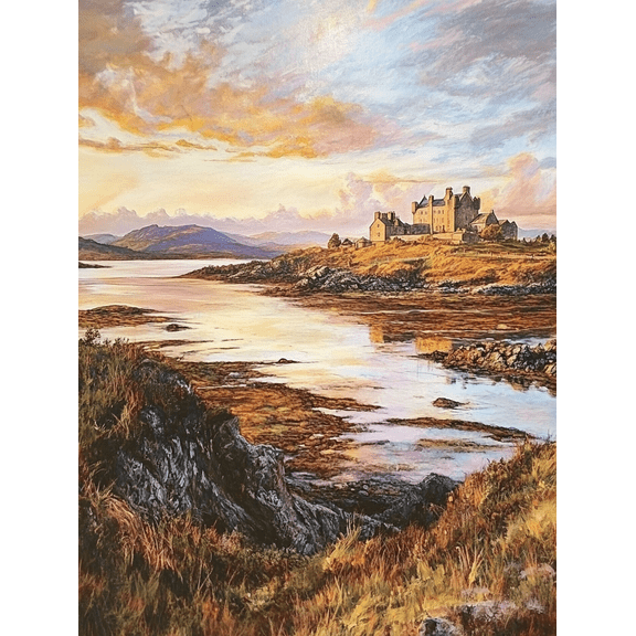 Sunset Castle Landscape Canvas Wall Art PrintPerfect for Living Room Bedroom Office Dining Room and Hotel Decoration.