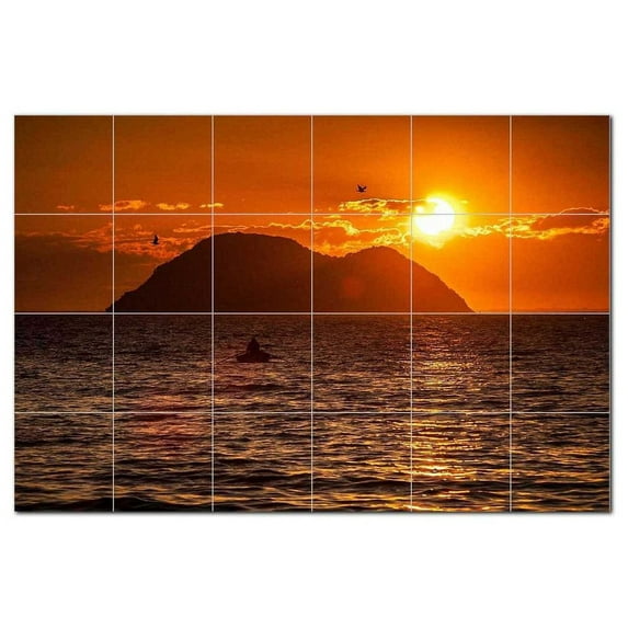 Sunset Ceramic Tile Mural Kitchen Backsplash Bathroom Shower, 401526-L64