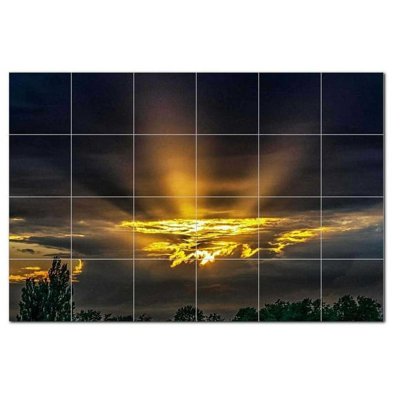 Sunset Ceramic Tile Mural Kitchen Backsplash Bathroom Shower, 401542-S64