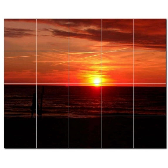 Sunset Ceramic Tile Mural Kitchen Backsplash Bathroom Shower, 401557-M54