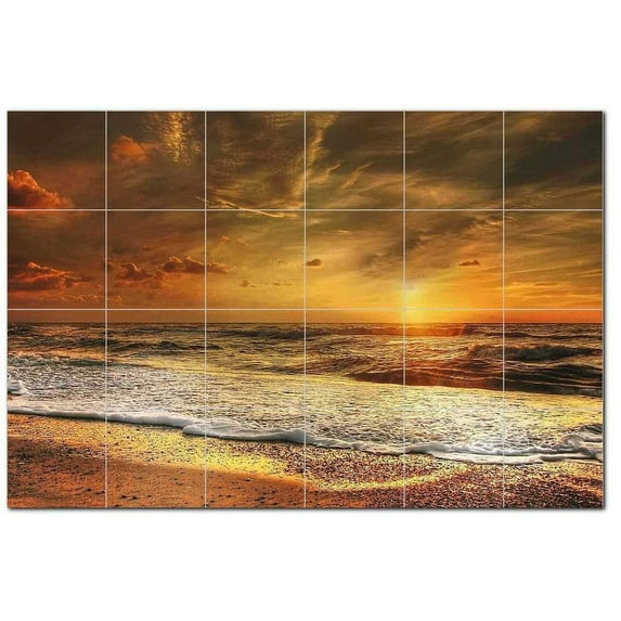 Sunset Ceramic Tile Mural Kitchen Backsplash Bathroom Shower, 401564-L64