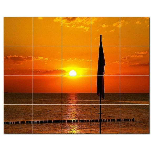 Sunset Ceramic Tile Mural Kitchen Backsplash Bathroom Shower, 401571-L54