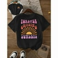 thumbnail image 1 of Sunset Chaser Graphic Tee T-Shirt Forever Chasing Cotton Top Casual Short Sleeve Crew Neck Black S-5XL, 1 of 5