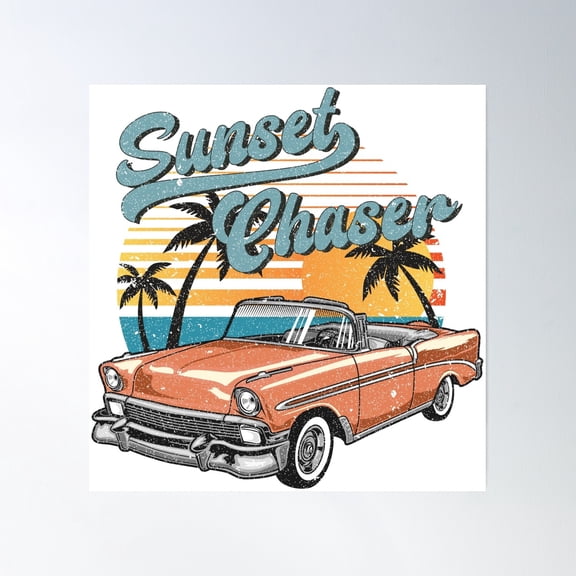 Sunset Chaser | Summer Vacation Loading Poster Wall Art, Modern Wall Decor, 30x30 UNFRAMED