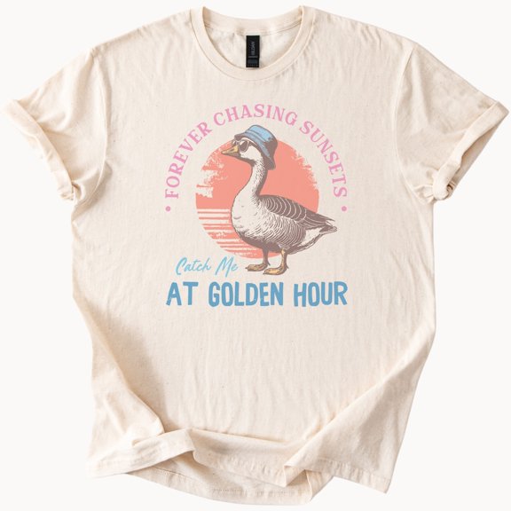 Sunset Chasing Goose Golden Hour T-Shirt