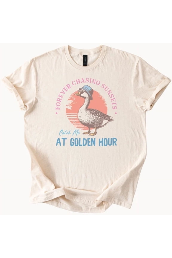 Sunset Chasing Goose Golden Hour Tee Beach Vibes Shirt