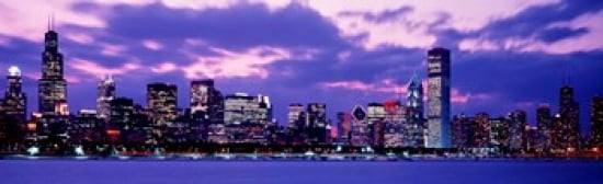 Sunset Chicago IL USA Canvas Art - Panoramic Images (38 x 12)