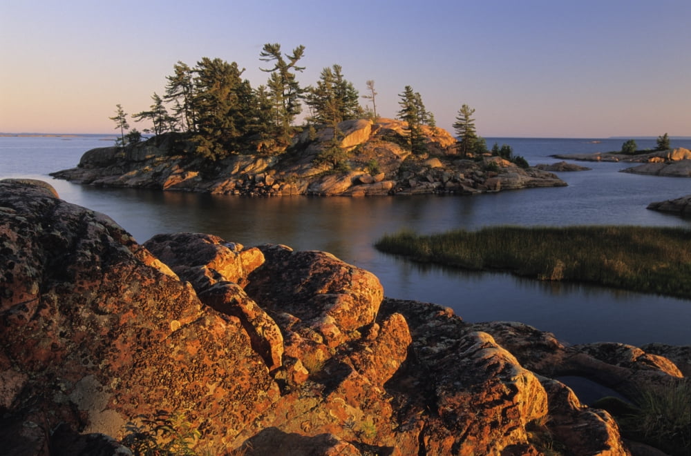 Sunset Chikanishing Creek Killarney Provincial Park Georgian Bay Ontario Canvas Art - Ron Watts Design Pics (17 x 11)