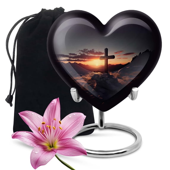 Sunset Christian Mountain Urns For Ashes Adult Female Mom, Heart Urn For Women Ashes, Urns For Ashes Adult Male Large, Urn For Men Ashes, Urns For Human Ashes Adult Male, Dad Urn For Ashes 8 Inch