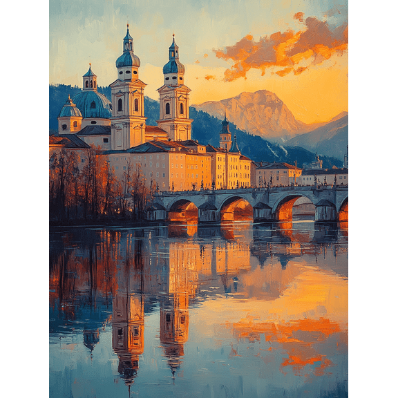 Sunset Cityscape River Bridge Canvas Print/Painting Suitable for Living RoomHotel Lobby and Gallery Wall Decor.