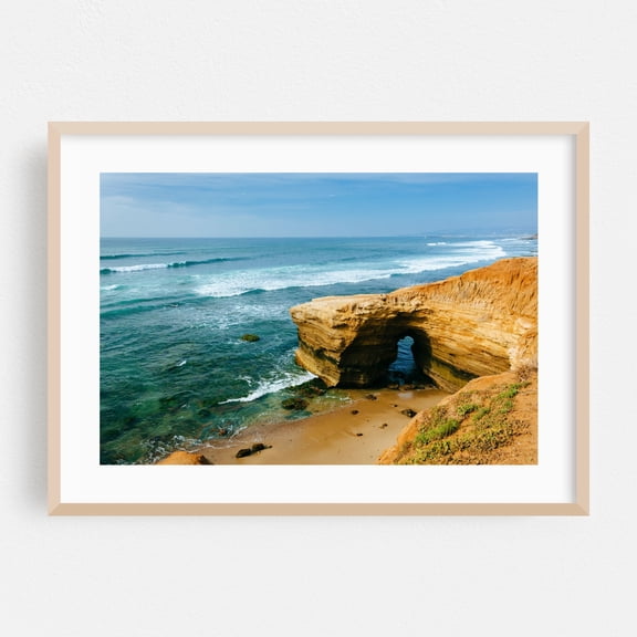 Sunset Cliffs Natural Park - San Diego California Photography Ocean Coast Beach Landscape Waves Nature Scenic Oak Framed Wall Art Print 5 x 7 inches