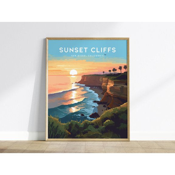 Sunset Cliffs San Diego Poster: California Beach Art Print, Point Loma Coastal Decor, San Diego Gift, Socal Wall Art, or , Poster Print Only
