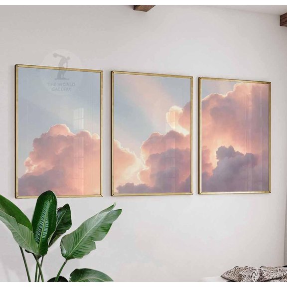 Sunset Cloud Print Set Modern Sky Wall Art Unframed