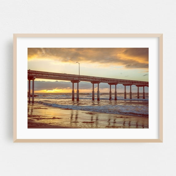 Sunset Cloud Serenity - San Diego California Photography Oak Framed Wall Art Print 16 x 24 inches