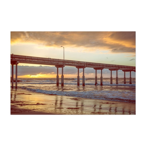 Sunset Cloud Serenity - San Diego California Photography Sunset Bridge Ocean Coast Beach Scenic Vintage Unframed Wall Art Print 4 x 6 inches