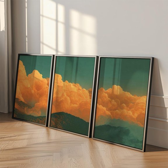 Sunset Clouds Atmospheric Gradient Style Wall Art Set 3 Unframed Paper Print 20x30