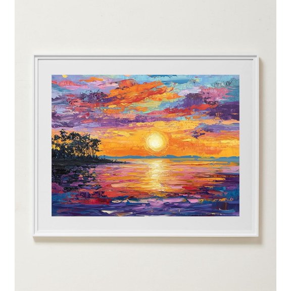 Sunset Clouds Coastal Wall Art, Seascape, Beach Poster,Pink Botanical,Gallery Vintage Wall Art,Wall Art Wall Art, Modern Wall Decor, 8x12 UNFRAMED