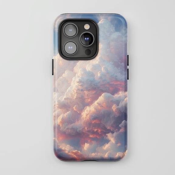 Sunset Clouds For All iPhone Series Tough Phone Case Realistic Nature Sky Pink Orange