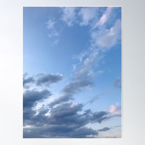 Sunset Clouds Over Blue Sky Poster Wall Art, Modern Wall Decor For Living Room Bedroom, 8x12 UNFRAMED