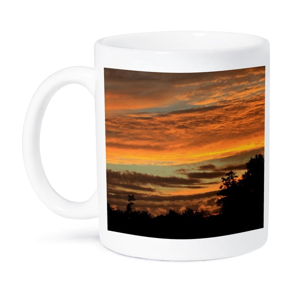 3dRose, Sunset Clouds Trees Orange Yellow, 11oz Mug