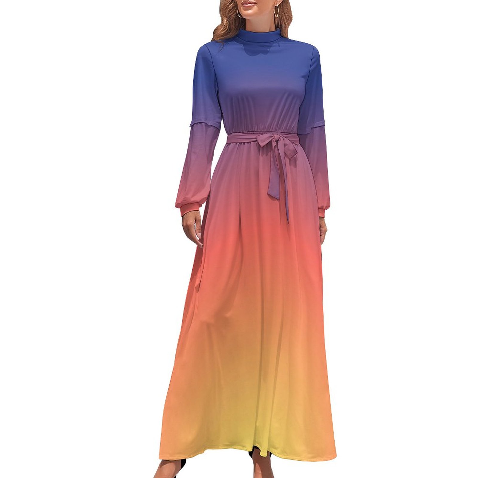 graphic dress PRETTY LADY  D' Angelette Studio & Fashion Design This long Sunset Colors Dress Abstract Art