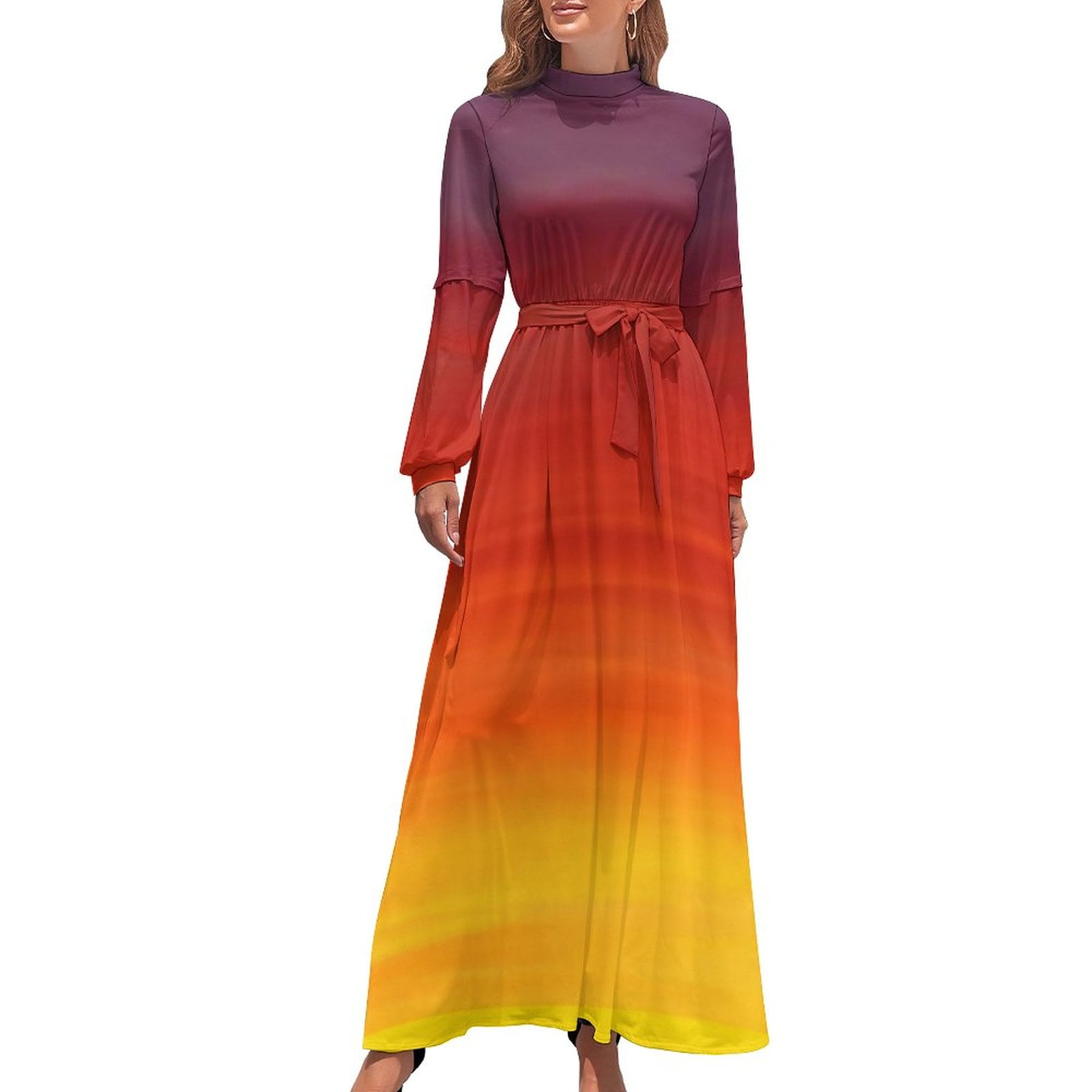 knee length dresses for ladies Cami Angel Sleeve Faux Wrap Dress Orange Sunset