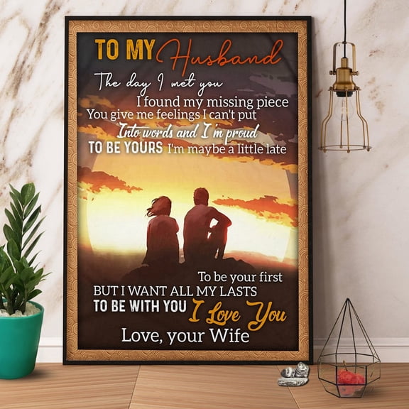 Sunset Couple Wife To Husband The Day I Met You I Found My Missing Piece Great Gift Paper Poster No Frame Wall Art 11 x 17 Inch Poster