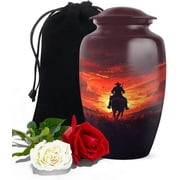 Sunset Cowboy Urn, Horseback Riding Tribute Cremation Urns For Ashes Adult Male, Rustic Western Memorial Urn For Human Ashes, Keepsake Cremation Urn For Ashes Keepsake, Size 6 Inch