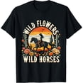 thumbnail image 1 of Sunset Cowgirl Riding Horse Wild Flowers - Wild Horses T-Shirt, 1 of 3