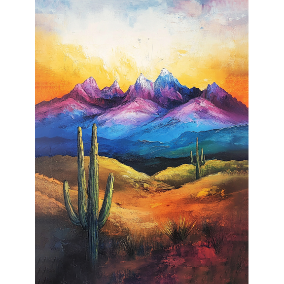 Sunset Desert Cactus Landscape Canvas Wall Art Perfect for Living Room Bedroom Office Dining Room and Hotel Decoration.