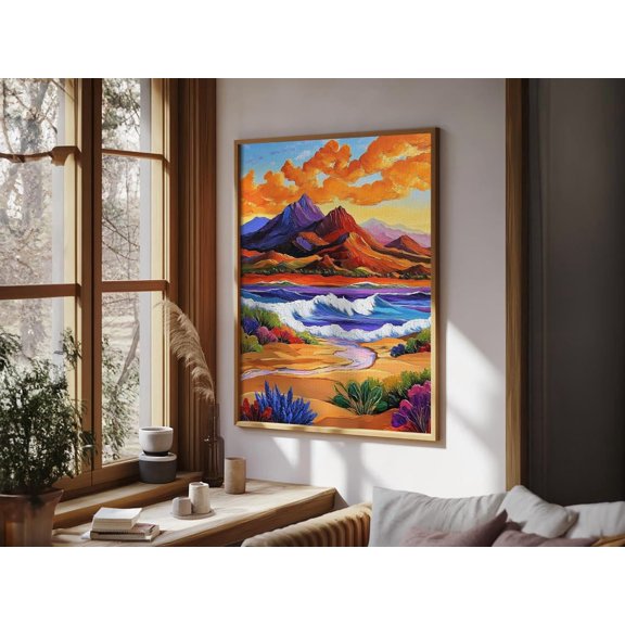 Sunset Desert Landscape Nature Adventure Wall Art Unframed Paper Print