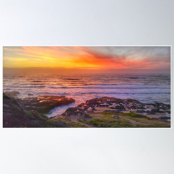 Sunset Devils Punchbowl Beach Oregon Coast Poster Wall Art Modern Wall Decor For Living Room Bedroom