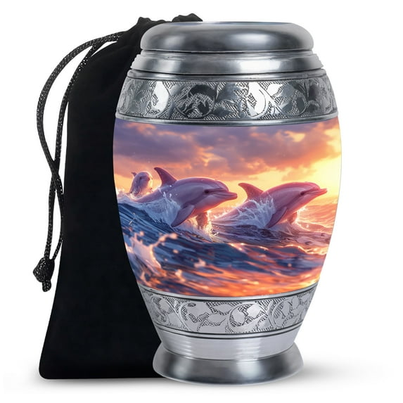 Sunset Dolphin Urns For Human Ashes Adult Male, Cremation Urn For Human Ashes,urn For Ashes, Urn For Ashes For Women, Funeral Urns For Adult Ashes Men, Urn For Ashes Adult Female (Size -10inch)