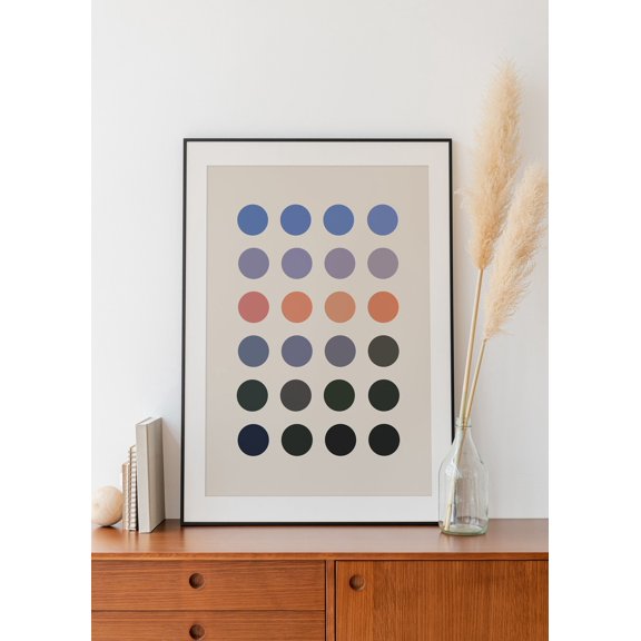 Sunset Dots Wall Art Print, Multicolor Eclectic Circle Home Decor