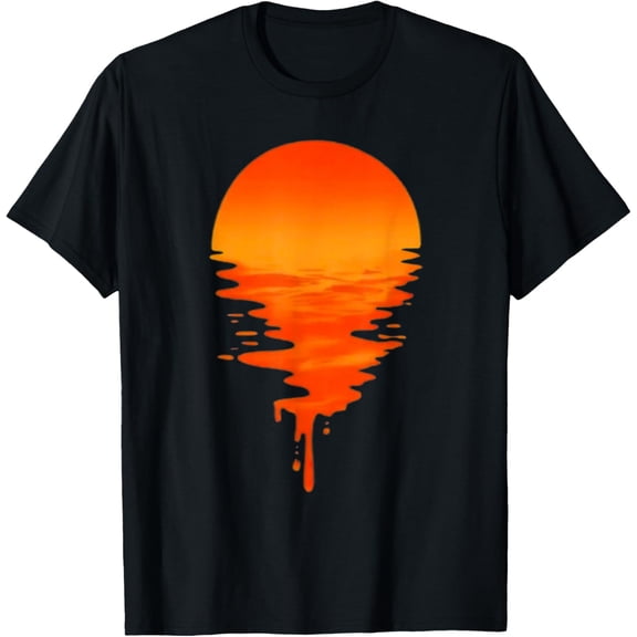 Sunset Drip Heat Meets Style in Retro Waves Design T-Shirt- Classic Oversized vintage tee Unisex 100% Cotton Crew Neck T-Shirt Breathable Casual Everyday Wear Affordable Graphic Soft Cheap t shirts