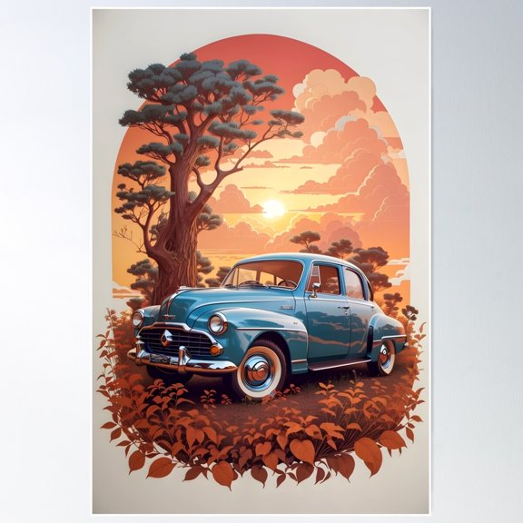 Sunset Drive Through Blooming Fields Poster Wall Art, Modern Wall Decor For Living Room Bedroom, 8x12 UNFRAMED