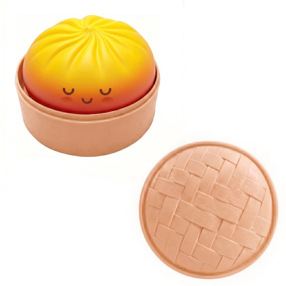Sunset Dumpling Squishy Toy – Gradient Color Sensory Fidget – Soft TPR Stress Relief for Adults – Includes Mini Display Basket