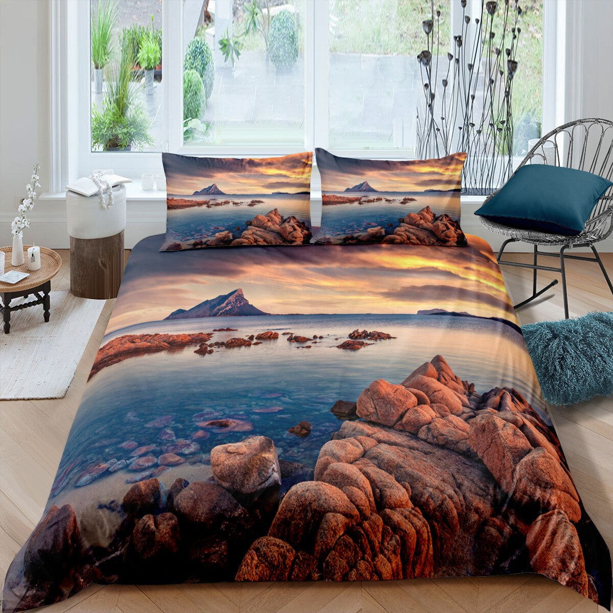 Sunset Duvet Cover King/ Size natural Landscape Dusk Bedding Set for