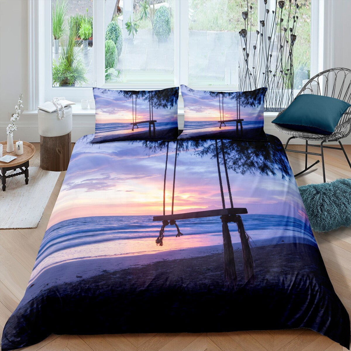 Sunset Duvet Cover King/ Size natural Landscape Dusk Bedding Set for