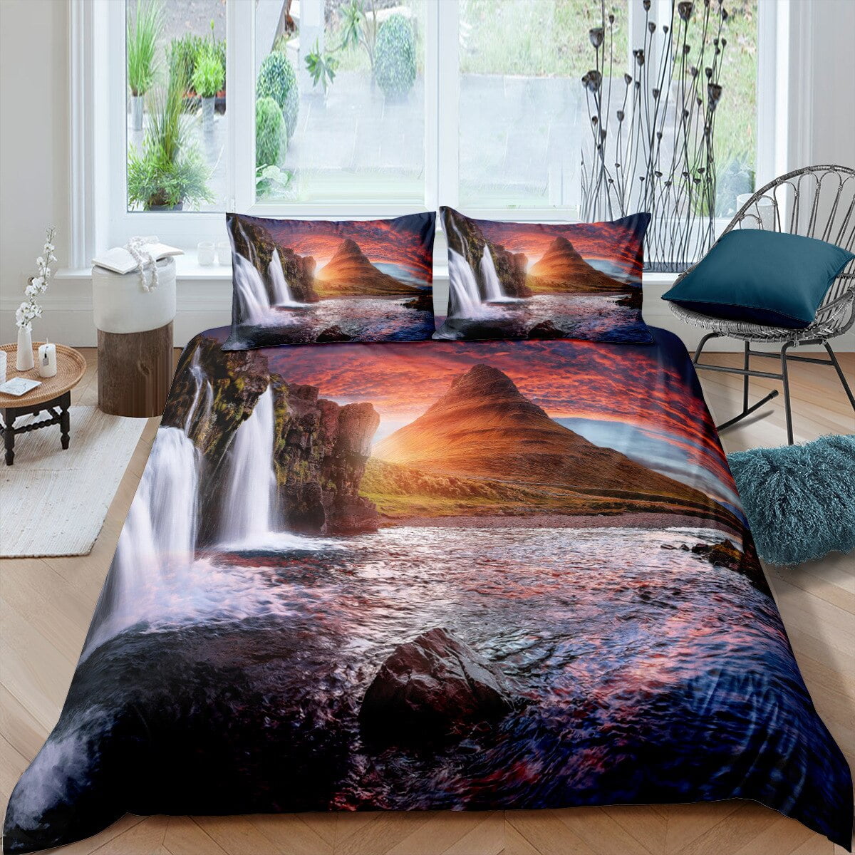 Sunset Duvet Cover King/ Size natural Landscape Dusk Bedding Set for