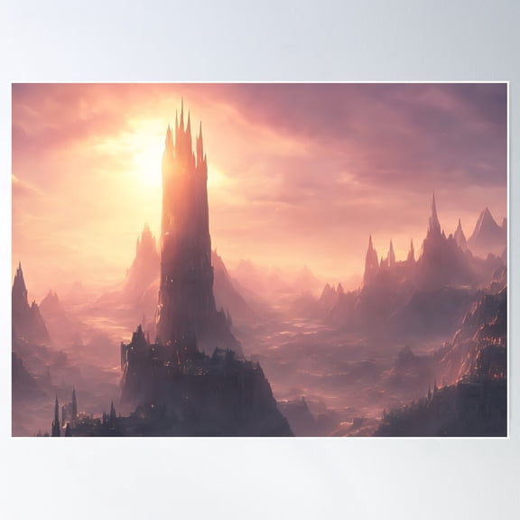 Sunset Fantasy Artwork Poster Wall Art, Modern Wall Decor For Living Room Bedroom, 16x24 UNFRAMED