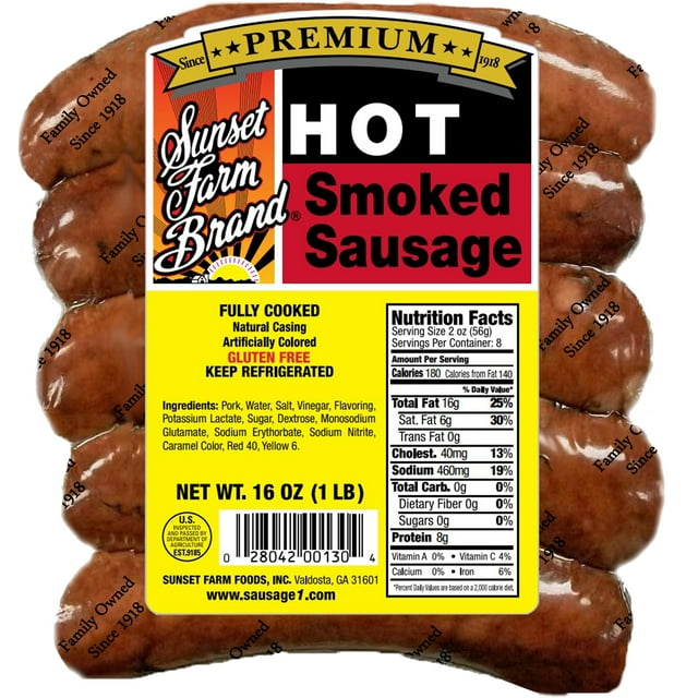 Shop Sunset Farm Foods 1lb Hot Smoked Sausage, 5 Count, Refrigerated