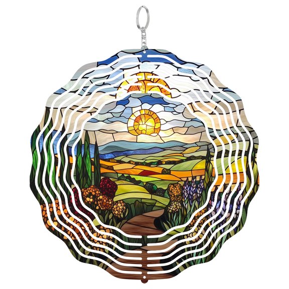 Sunset Field Wildflower 3D Wind Spinner, Nature Outdoor Decor