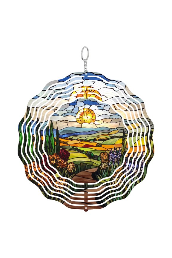 Sunset Field Wildflower 3D Wind Spinner, Nature Outdoor Decor
