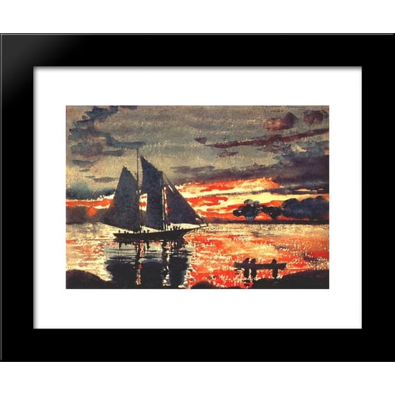 Sunset Fires 20x24 Framed Art Print by Winslow Homer