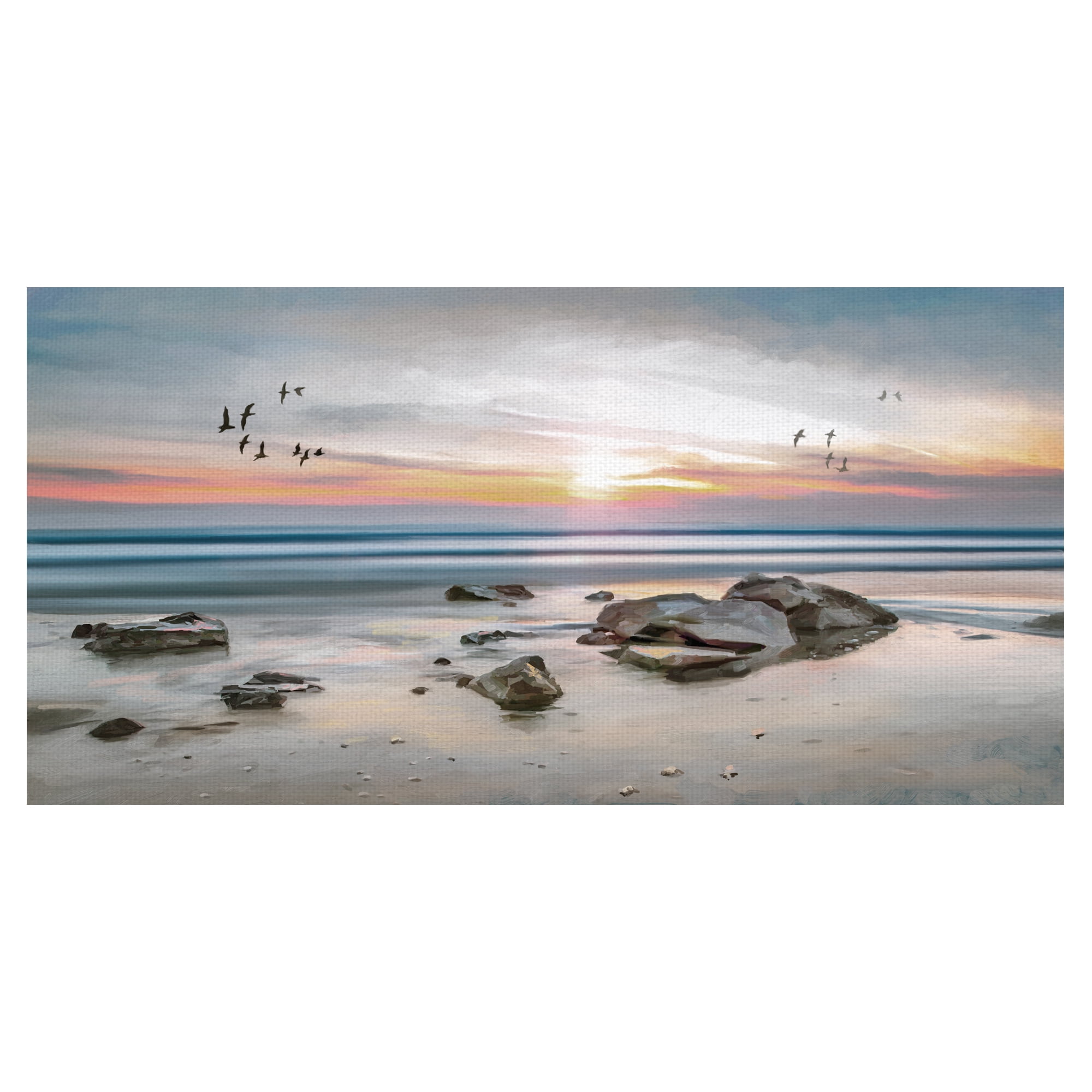 Sunset Flight Coastal Beach Canvas Art Print, 27 x 54
