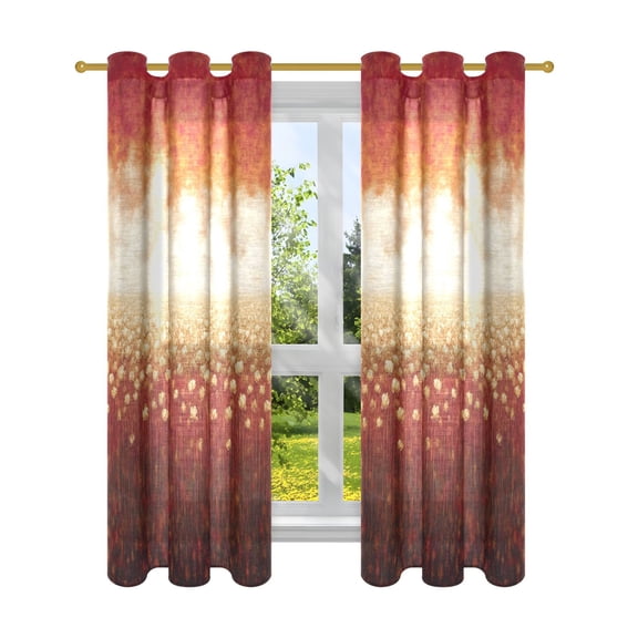 Sunset Flower Field Semi Sheer Curtains for Living Room Bedroom Set of 2 Insulated Window Drapes