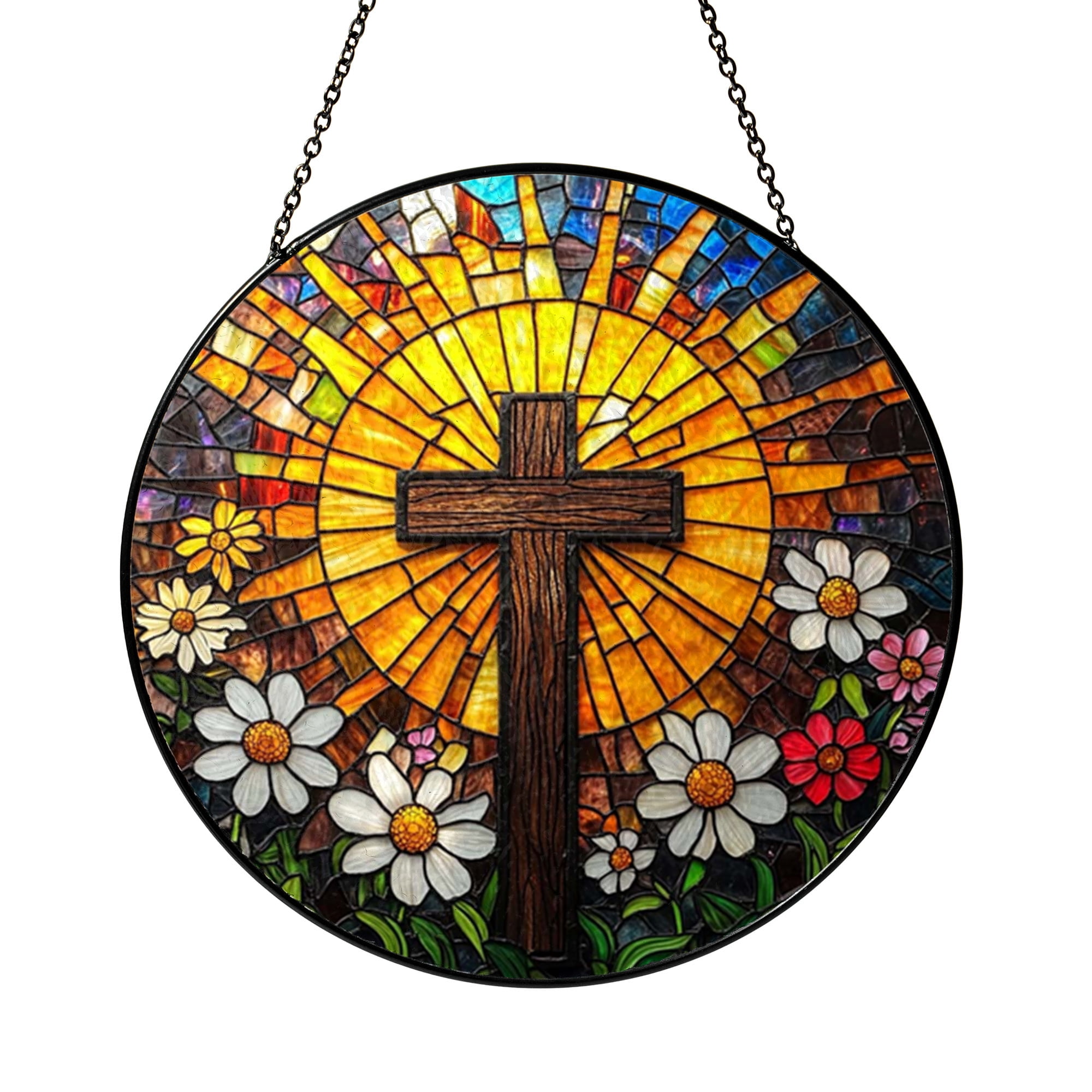 Window Flower Glass Sunset Flower Glass Style Window Art – Home Decor - Walmart.com