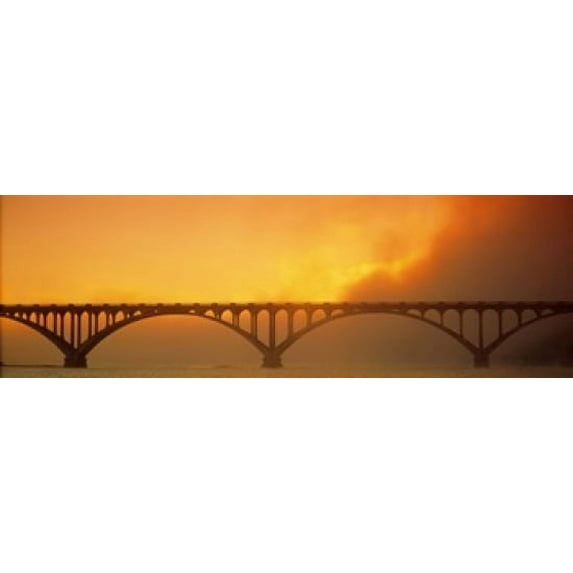 Sunset Fog And Highway 101 Bridge CA Poster Print (36 x 12)